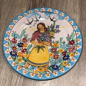 Pottery Plate Art by Italian Artist V. Pinto “Primavera”